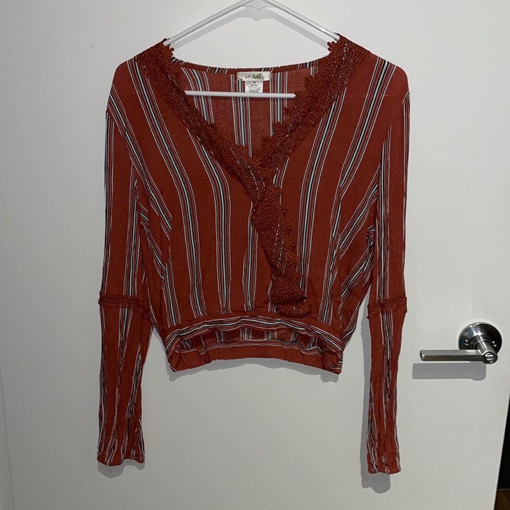 LA gypsy Striped V-Neck Top